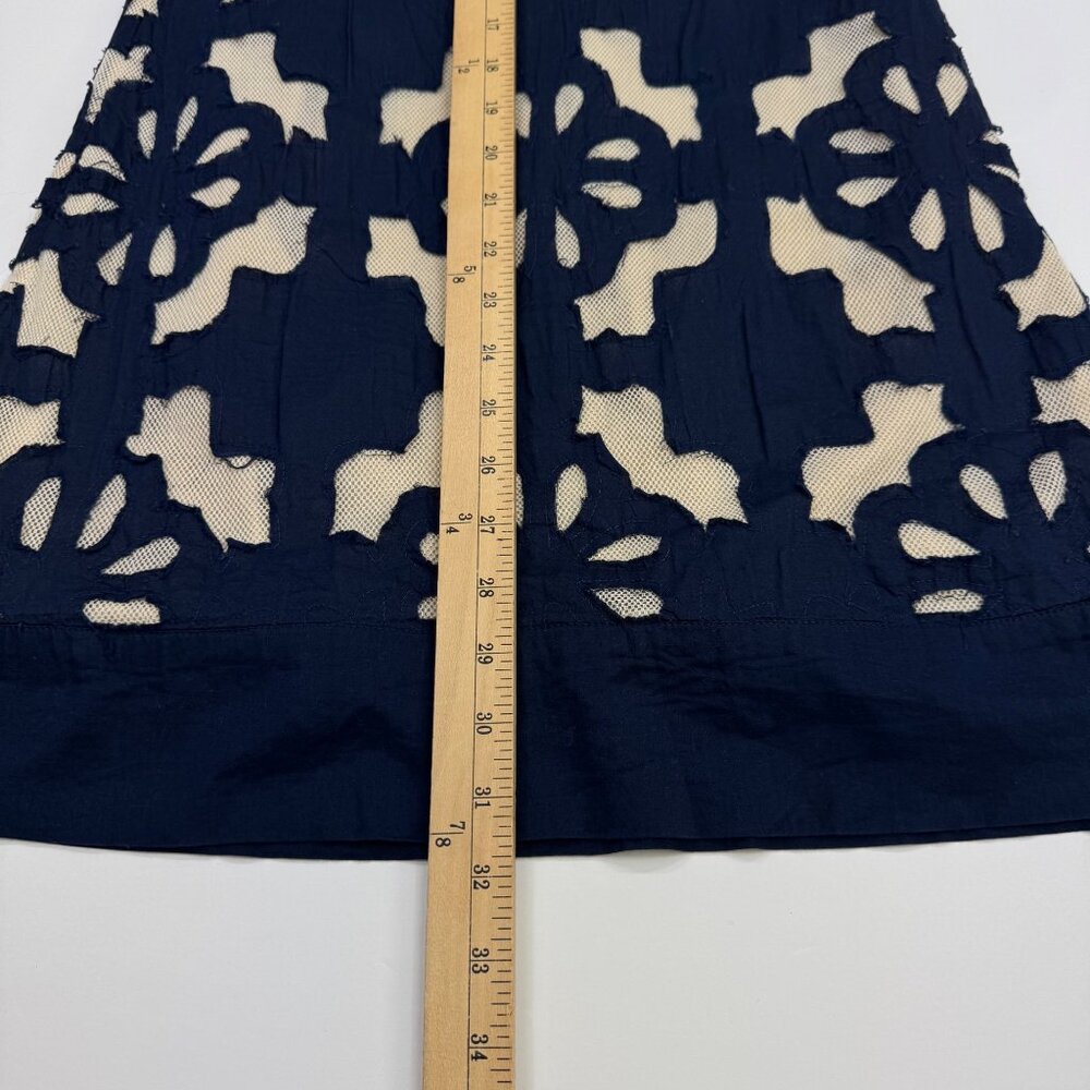 Kas New York Embroidered Shift Sleeveless Dress Navy Ivory Size Small - Picture 10 of 14